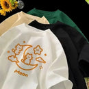 Cartoon Cat Personalized Short-sleeved T-shirt 2025 New American Style Ins Summer Women's Street Trend Casual T-shirt Fashion