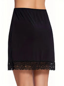 Ladies' lace mid skirt, inner lining skirt with anti glare splicing, single-sided split half body lining skirt