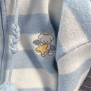 Cute Striped Puppy Embroidery Sweater Coat Women Autumn Winter Casual Zipper Hooded Cardigan Japan Sweet Loose Knit Top