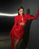 2024 New Sexy Hollow Out Long Hemline Lace Evening Dress Celebrity Evening Party Dress