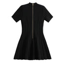2024 new summer women's lapel beaded button short-sleeved jumpsuit y2k high quality fashion retro A-line knitted bandage skirt