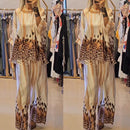 2024 Spring Autumn Leopard Printed Elegant Women Suit O-Neck Long Sleeved Blouse Tops Wide Leg Pants Set Two Pieces Loose Outfit