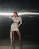 2024 New Sexy Hollow Out Long Hemline Lace Evening Dress Celebrity Evening Party Dress