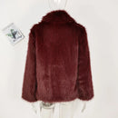 Burgundy Faux Fur Coat Vintage Long Sleeve Furry Warm Jackets Fashion Casual Women Coats 2024 Autumn High Street Lady Outerwear