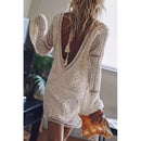 Bohemian Deep V Neck Women Beach Cover Up Summer Short Dresses Ladies Backless Sexy Hot Outfits Female Covers