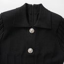 2024 new summer women's lapel beaded button short-sleeved jumpsuit y2k high quality fashion retro A-line knitted bandage skirt