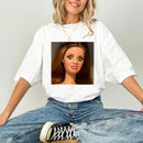 Women's Funny Doll Face Meme T-Shirt Unisex Cotton Streetwear Oversized Loose Casual Short Sleeve Suitable for All Seasons
