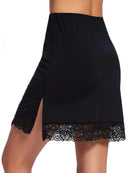 Ladies' lace mid skirt, inner lining skirt with anti glare splicing, single-sided split half body lining skirt