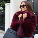 Burgundy Faux Fur Coat Vintage Long Sleeve Furry Warm Jackets Fashion Casual Women Coats 2024 Autumn High Street Lady Outerwear