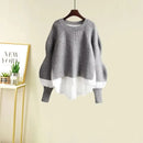 Women's Falls Patchwork Sweater Fashion Asymmetrical Skirts 1 or Two Piece Set Lady Autumn Casual Knit Tops Black Skirt Outfits