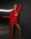 2024 New Sexy Hollow Out Long Hemline Lace Evening Dress Celebrity Evening Party Dress