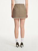 FSLE Women Mini Skirts 2024 Autumn High Waist Temperament Black Short Skirts With Sashes Female Khaki Skirt 24FS13350+24FS13367