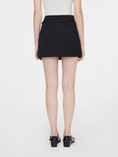 FSLE Women Mini Skirts 2024 Autumn High Waist Temperament Black Short Skirts With Sashes Female Khaki Skirt 24FS13350+24FS13367