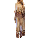 2024 Spring Autumn Leopard Printed Elegant Women Suit O-Neck Long Sleeved Blouse Tops Wide Leg Pants Set Two Pieces Loose Outfit
