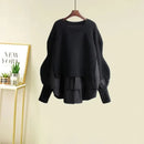 Women's Falls Patchwork Sweater Fashion Asymmetrical Skirts 1 or Two Piece Set Lady Autumn Casual Knit Tops Black Skirt Outfits